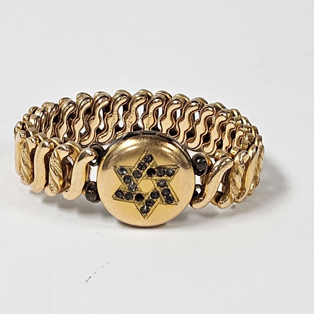Signed Carmen Gold Filled Expansion Bracelet Star of David Vintage Judaica